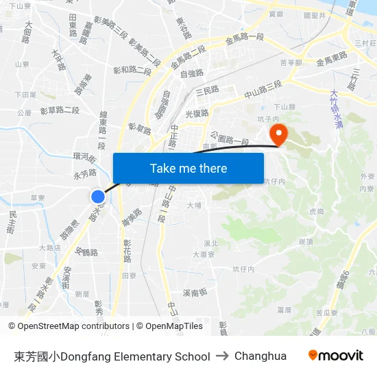Dongfang Elementary School to Changhua map