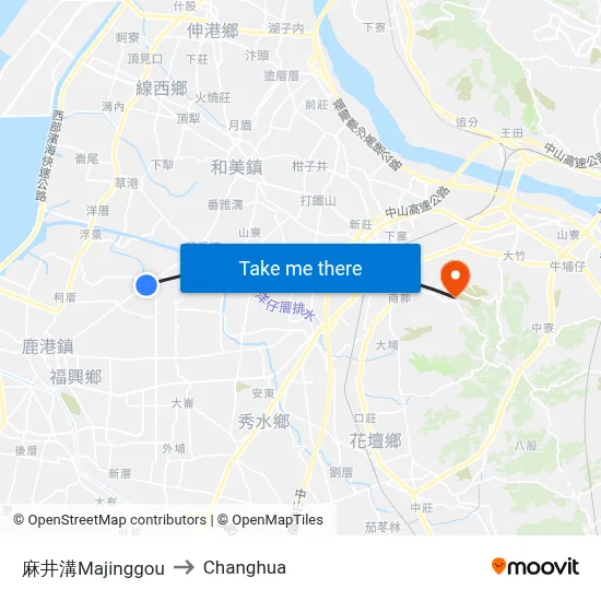 Majinggou to Changhua map