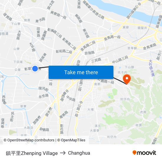 鎮平里Zhenping Village to Changhua map