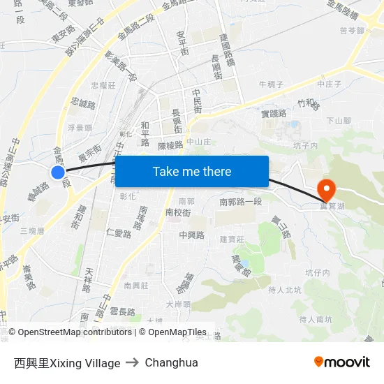西興里Xixing Village to Changhua map