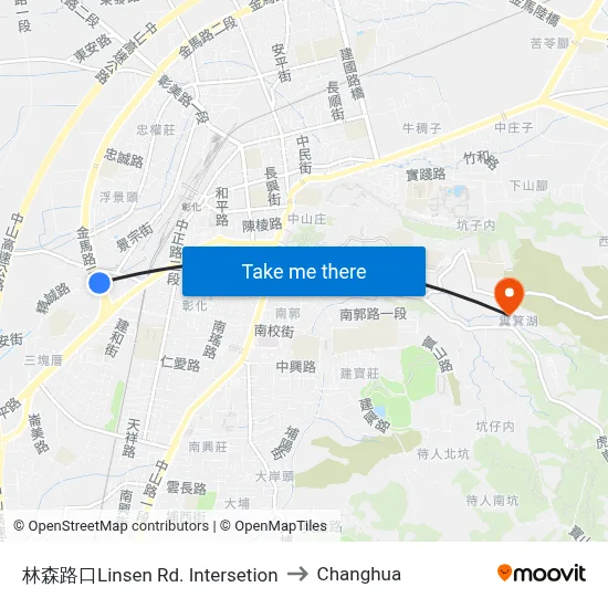 Linsen Road Intersection to Changhua map