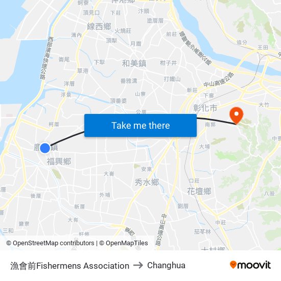 漁會前Fishermens Association to Changhua map