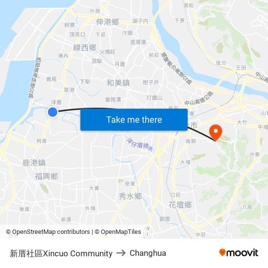 新厝社區Xincuo Community to Changhua map