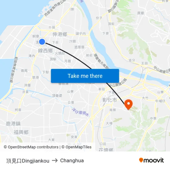 Dingjiankou to Changhua map