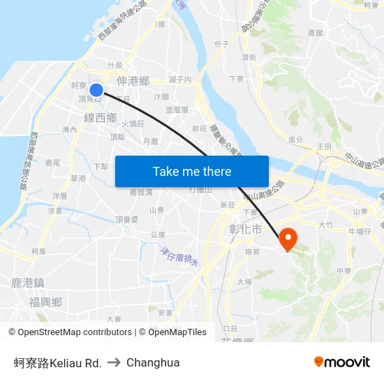 Keliau Road to Changhua map