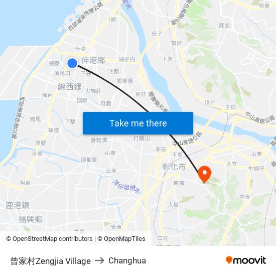 曾家村Zengjia Village to Changhua map