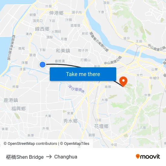 Shen Bridge to Changhua map