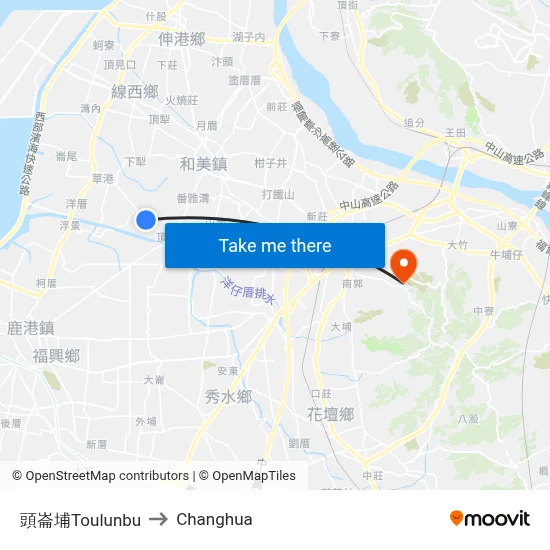 Toulunbu to Changhua map