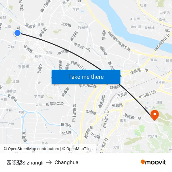 Sizhangli to Changhua map