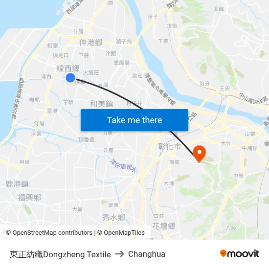Dongzheng Textile to Changhua map