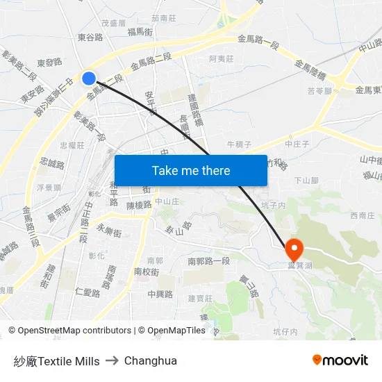 Textile Mills to Changhua map