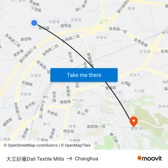 Dali Textile Mills to Changhua map
