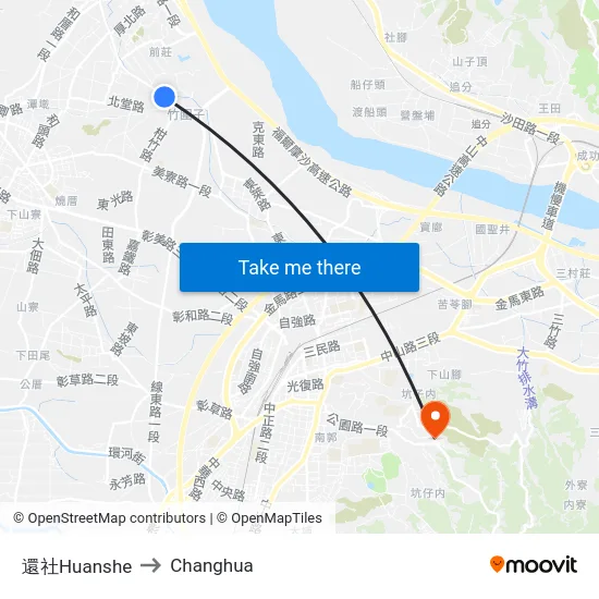 Huanshe to Changhua map