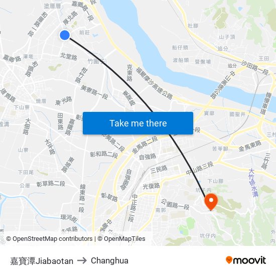 嘉寶潭Jiabaotan to Changhua map