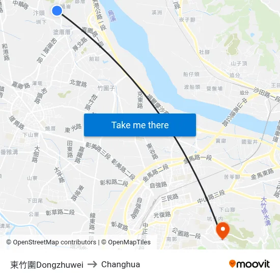 Dongzhuwei to Changhua map