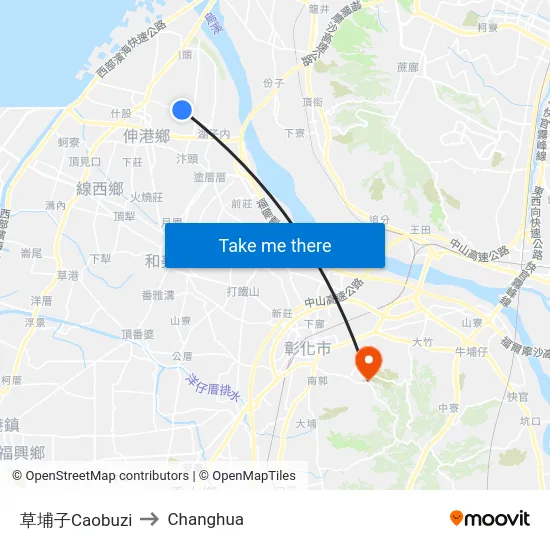 Caobuzi to Changhua map