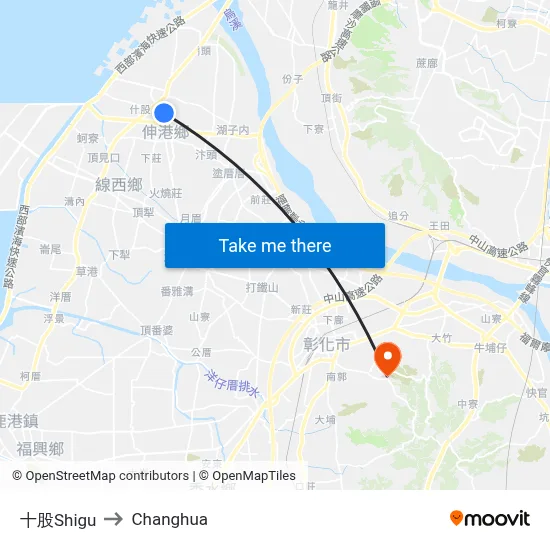 Shigu to Changhua map