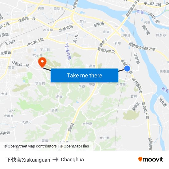 下快官Xiakuaiguan to Changhua map