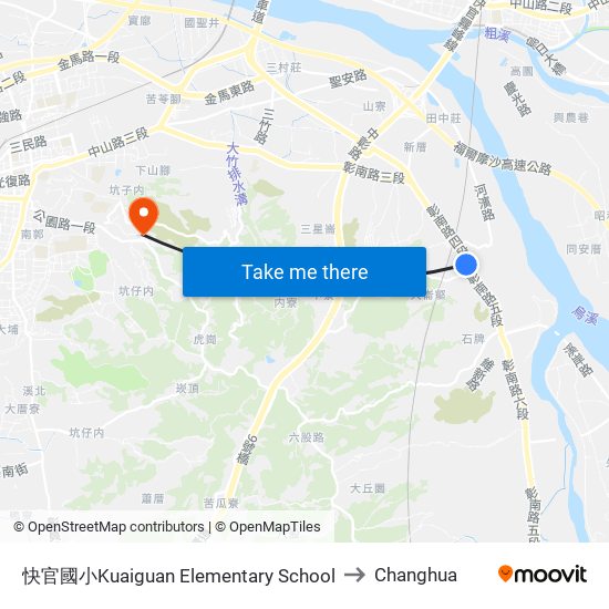 快官國小Kuaiguan Elementary School to Changhua map