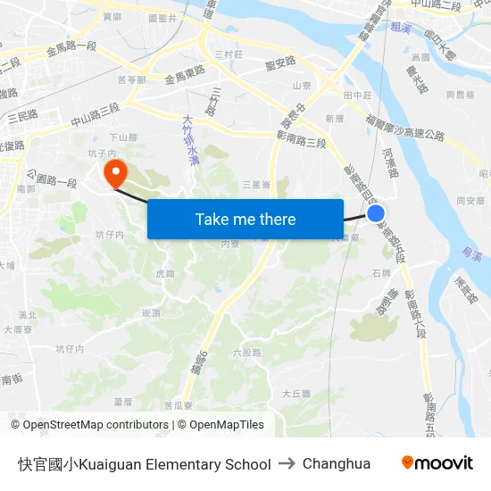 快官國小Kuaiguan Elementary School to Changhua map