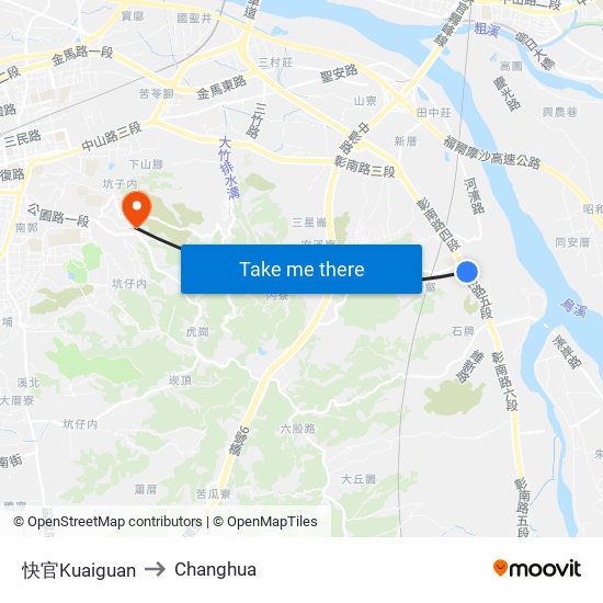 快官Kuaiguan to Changhua map