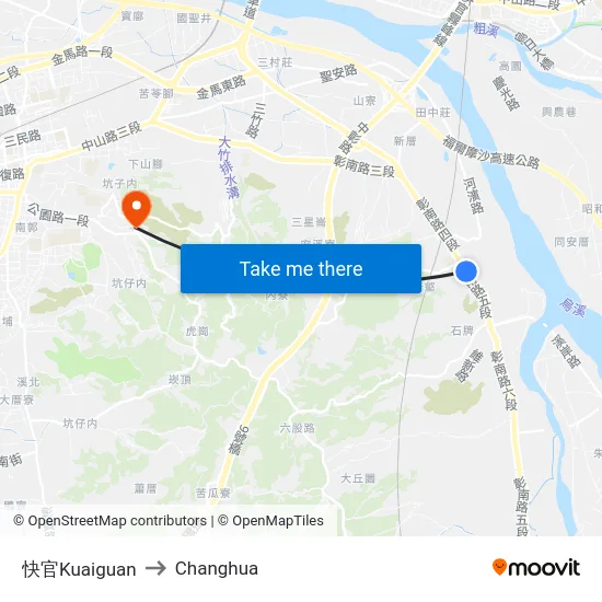 Kuaiguan to Changhua map