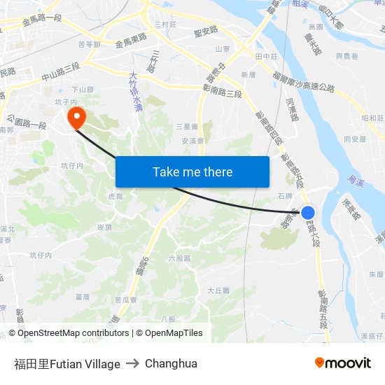 福田里Futian Village to Changhua map