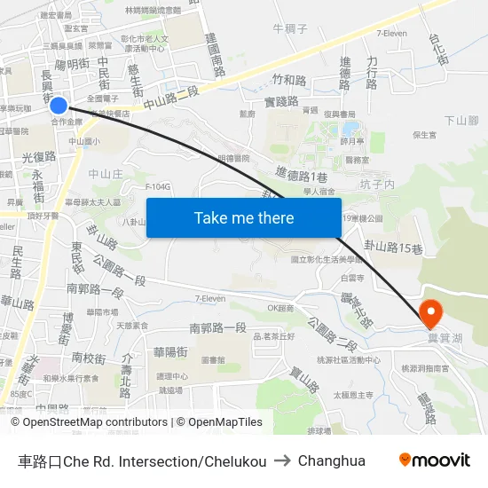 Chelukou Intersection to Changhua map