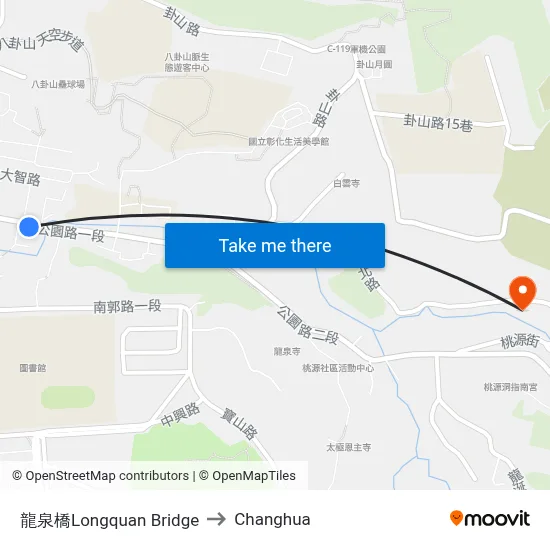 Longquan Bridge to Changhua map