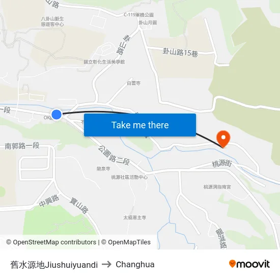 Old Water Source to Changhua map