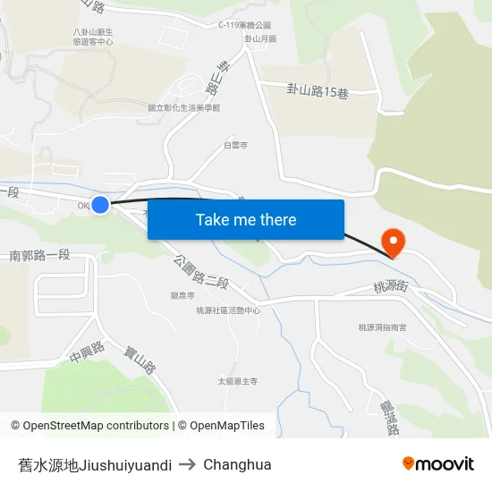 Old Water Source to Changhua map