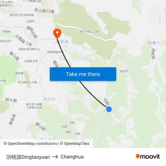 Dingtaoyuan to Changhua map