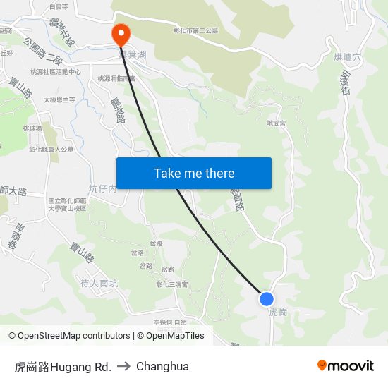 虎崗路Hugang Rd. to Changhua map