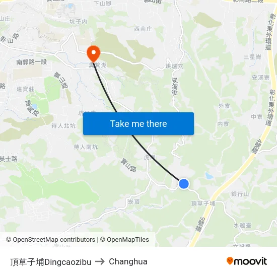 Dingcaozipu to Changhua map