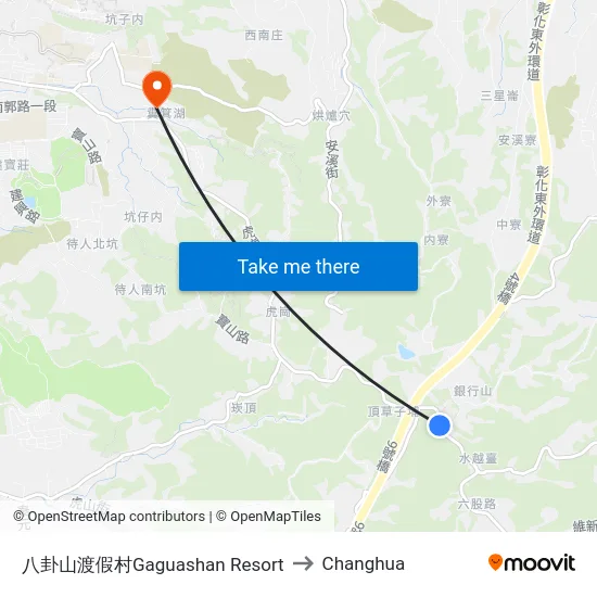 Baguashan Resort to Changhua map