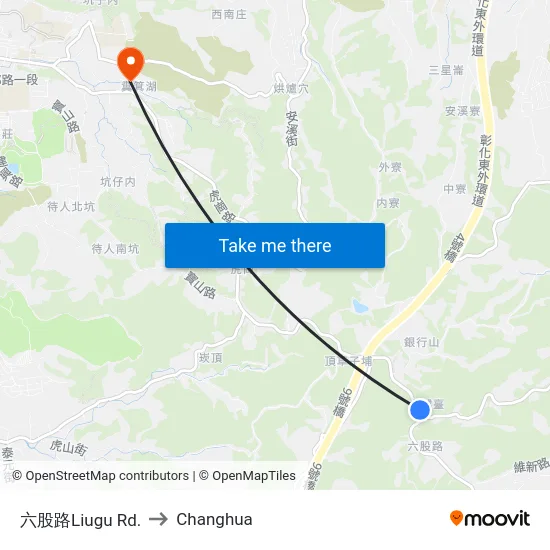 Liugu Road to Changhua map