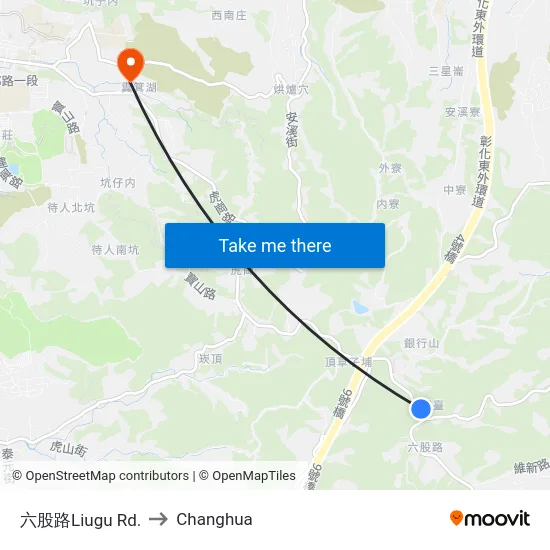 Liugu Road to Changhua map