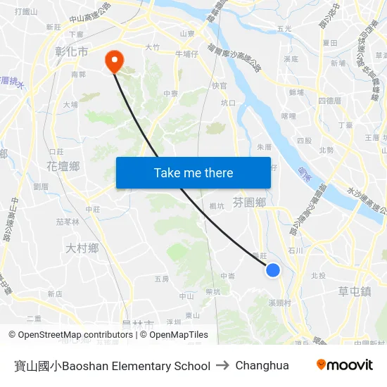 Baoshan Elementary School to Changhua map