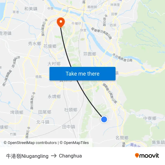 牛港嶺Niugangling to Changhua map