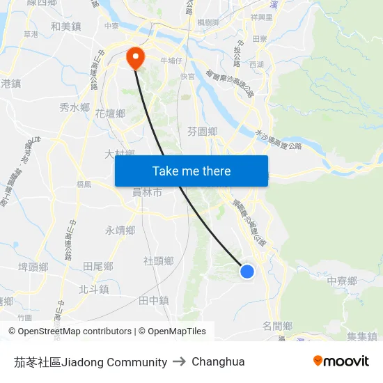 Jiadong Community to Changhua map