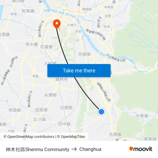Shenmu Community to Changhua map
