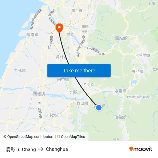 Lu Chang to Changhua map