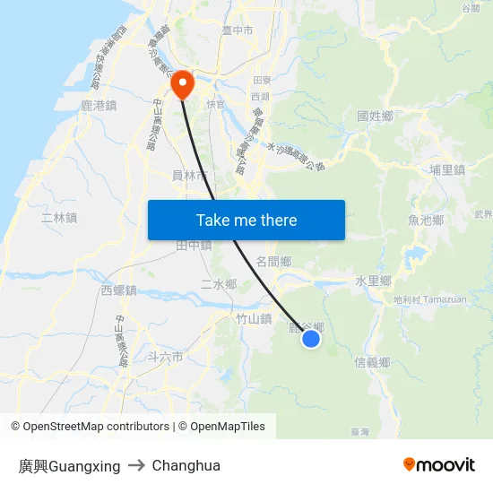 Guangxing to Changhua map