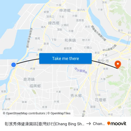 Chang Bing Show-Chwan Health Park to Changhua map
