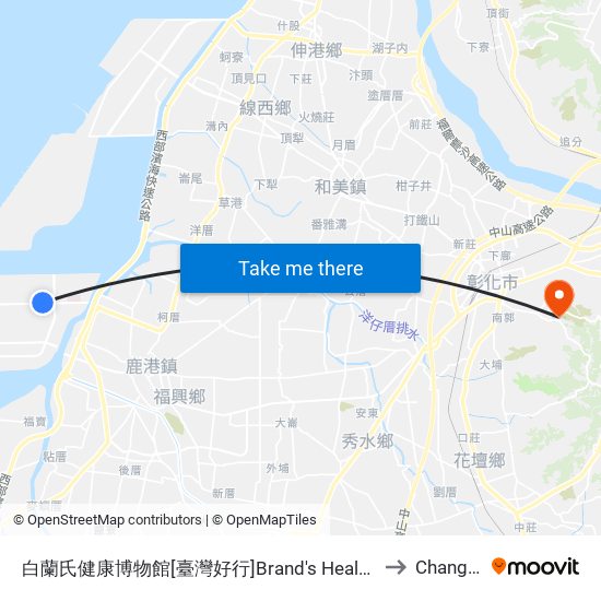 白蘭氏健康博物館[臺灣好行]Brand's Health Museum to Changhua map