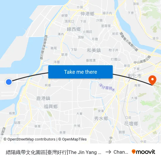 The Jin Yang Ribbon Cultural Park to Changhua map