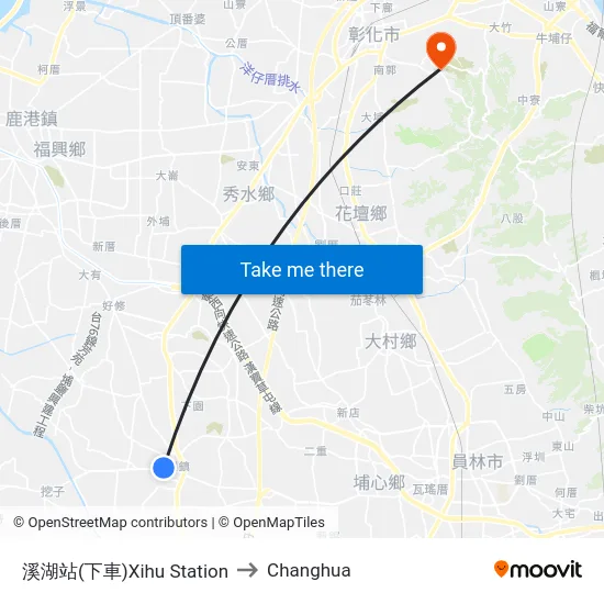 Xihu Station to Changhua map