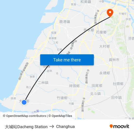 Dacheng Station to Changhua map