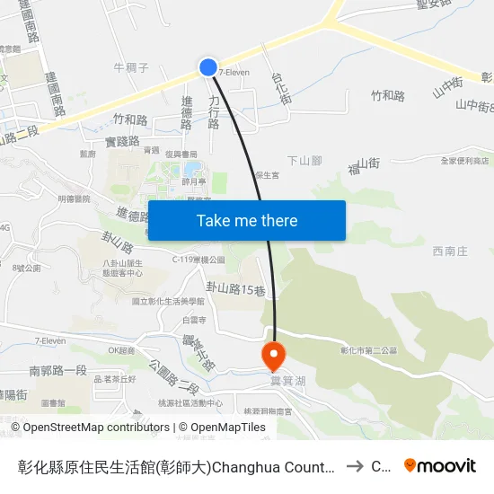 Changhua County Indigenous Peoples Activity Center (National Changhua University of Education) to Changhua map