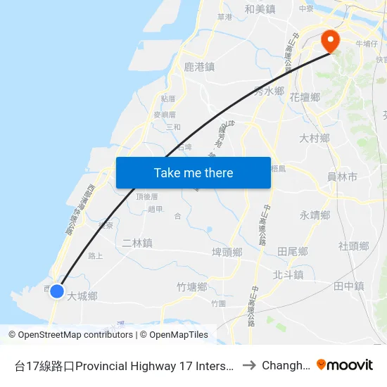 Provincial Highway 17 Intersection to Changhua map